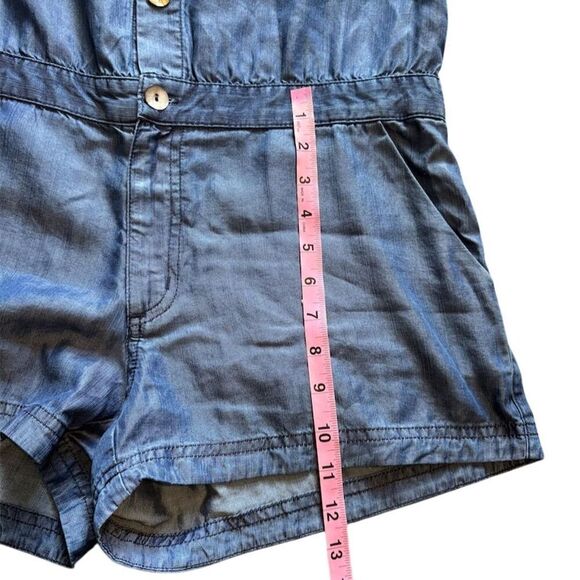 True Religion Women's Blue Sleeveless Button Down Romper Tencel Size M - Picture 15 of 16